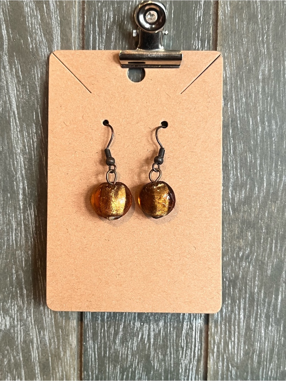 Vintage Handcrafted Amber Glass Drop Earrings - Women's Jewelry